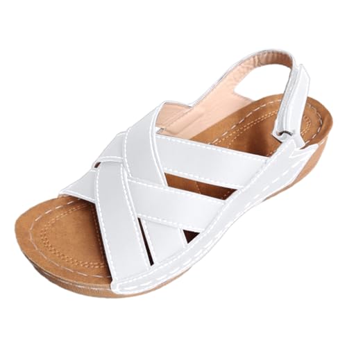 Celucke Sandalen Damen Sommer Sandaletten Keilsandalen Dicken Sohlen Open Toe Strandschuhe Frauen Retro Sommerschuhe Klassische Damenschuhe Bequem Freizeit Schuhe Strand Damensandalen von Celucke Sandalette