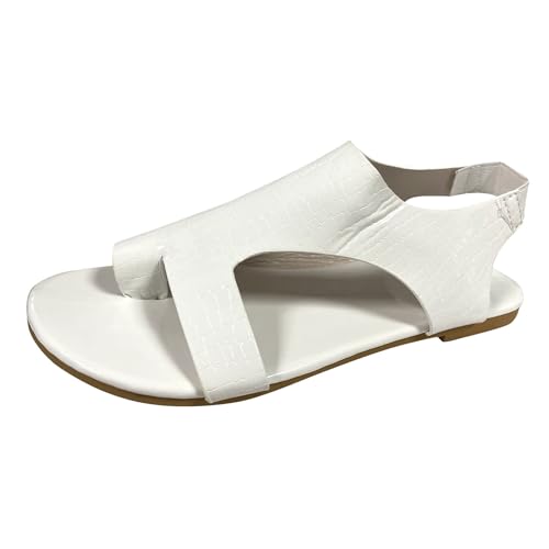 Celucke Sandalen Damen Sommer Sandaletten mit Zehenschlaufe Leder Frauen Strandschuhe flach Offener Zeh Leichte Sommerschuhe Klassische Damenschuhe Bequem Freizeit Schuhe Strand Lässige Damenschuhe von Celucke Sandalette