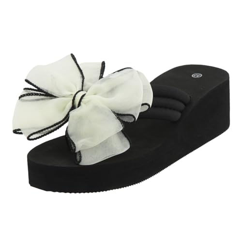 Damen Sandalen Sommer Zehentrenner Sandaletten Leichte Flip Flops Keilabsatz Strandschuhe Frauen Sommerschuhe Krawatte Klassische Damenschuhe Bequem Freizeitsandalen Strand Lässige Damenschuhe von Celucke Sandalette