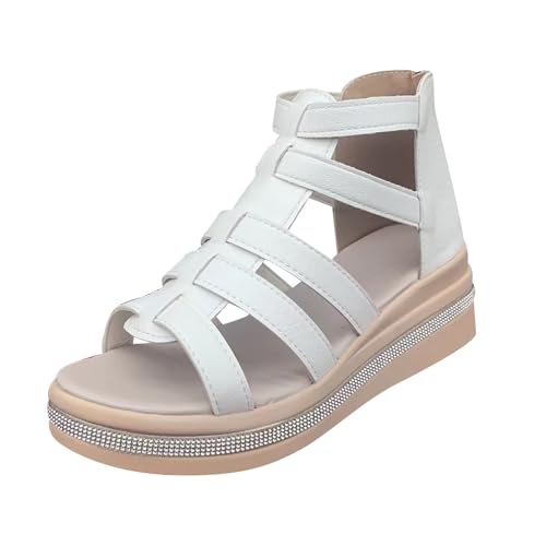 Damen Sommer Sandalen Sandaletten Plateau Keilsandalen Frauen Strandschuhe Offener Zeh Frauen Sommerschuhe Klassische Reißverschluss Elegant und Bequem Freizeitsandalen Strand Lässige Damenschuhe von Celucke Sandalette