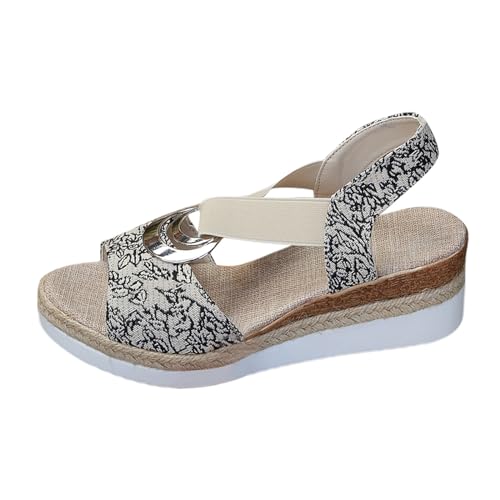 Keilsandalen Damen Sommer Sandalen Sandaletten Keilsandaletten Strandschuhe Open Toe Frauen Sommerschuhe Dicken Sohle Leichte Klassische Bequem Freizeit Schuhe Strand Lässige Damenschuhe von Celucke Sandalette