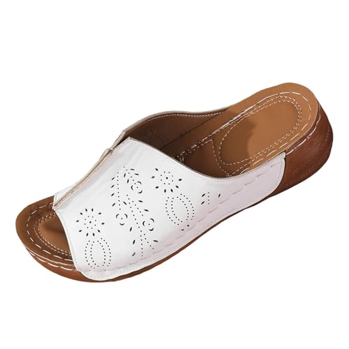 Orthopädische Pantoletten Damen Keilabsatz Hohle Leichte Sandalen Sommer Keilsandaletten Dicker Sohle Hausschuhe Sommerschuhe Bequem Freizeit Slipper Outdoor Strandschuhe von Celucke Sandalette