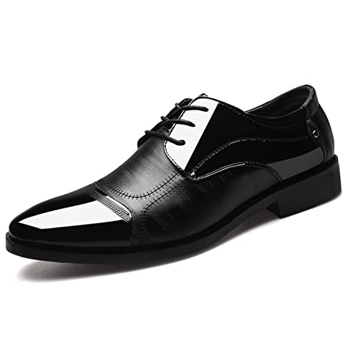 Celucke Derbyschuhe Herren Schnürhalbschuhe Spitz Derbys Anzugschuhe Oxford Männer Hochzeit Party Smoking Schuhe Lederschuhe Business-Halbschuh Schnürschuhe von Celucke