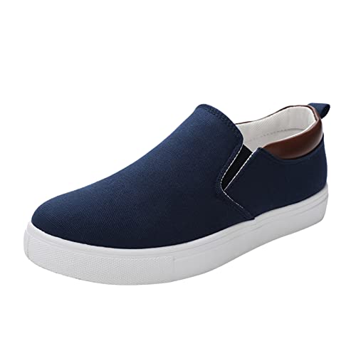 Celucke Freizeitschuhe Herren Segeltuchschuhe Canvas Slip On Stoffschuhe Flache Schuhe rutschfest Low Top Runde Zehe Sportschuhe Faulenzer Schlupfen Leinwand Flacher Mund Bequem Schuhe von Celucke