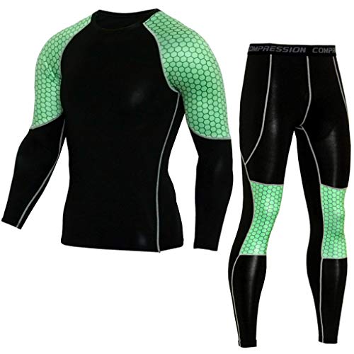 Celucke Funktionsunterwäsche Herren Set Sportunterwäsche, Sport Leggings Laufhose Funktionsunterhose Kompressionshose + Funktionsshirt Kompressionsshirt Unterhemd von Celucke