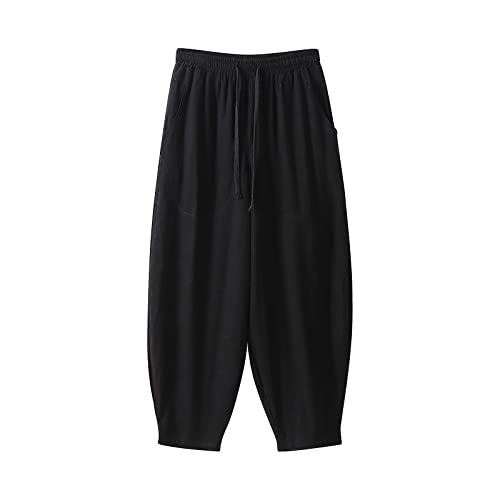 Celucke Herren Leinenhose Stoffhose Sommer Freizeithose Leicht Strandhosen Männer Haremshose Baggy Jogginghose Islamische Kleidung Arabische Kleidung von Celucke