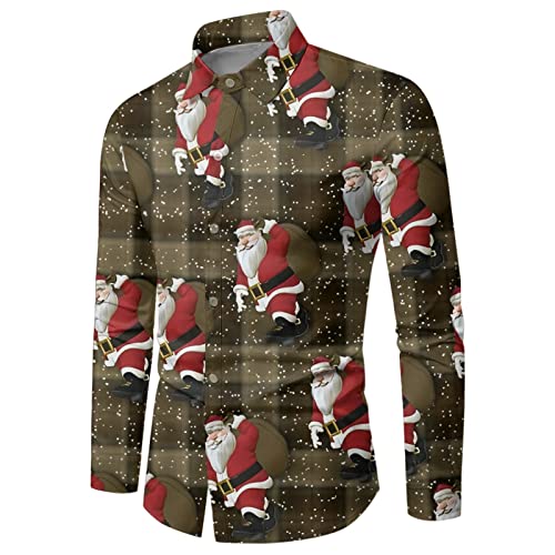 Celucke Herren Weihnachtshemd 3D Druck Lustige Christmas Shirt Weihnachten Langärm Slim Fit Lustige Hemden Männer Weihnachten Funky Hemd Freizeithemd von Celucke