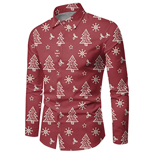 Celucke Herren Weihnachtshemd 3D Druck Lustige Christmas Shirt Weihnachten Langärm Slim Fit Lustige Hemden Männer Weihnachten Funky Hemd Freizeithemd von Celucke