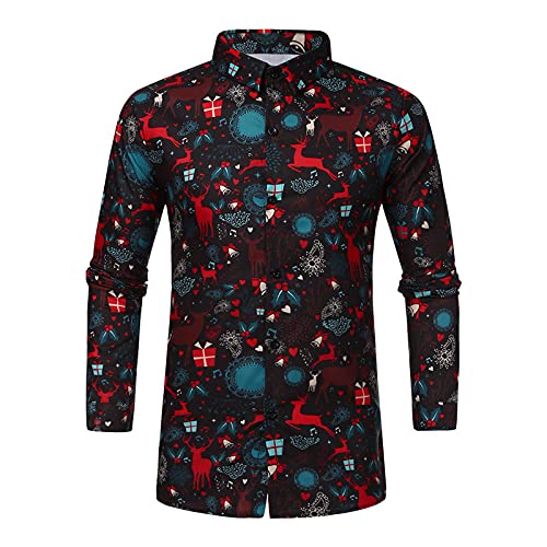 Celucke Herren Weihnachtshemd 3D Druck Lustige Christmas Shirt Weihnachten Langärm Slim Fit Lustige Hemden Männer Weihnachten Funky Hemd Freizeithemd von Celucke