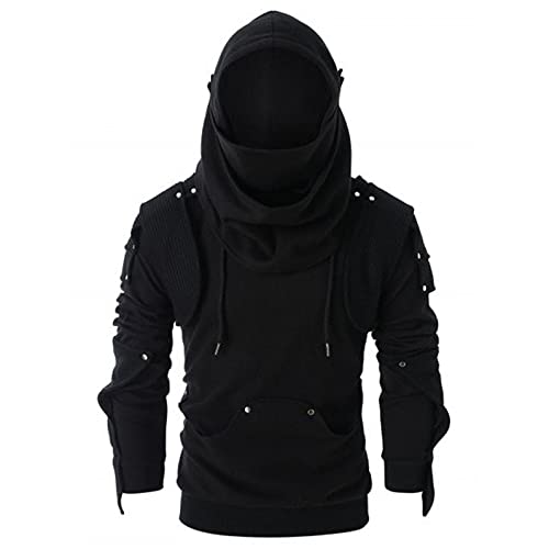 Celucke Hoodie Herren Kapuzenpullover Diablo Langarm Maskiert Pulli Hoody Sweatshirt Männer Herbst Winter Casual Retro Kapuzenpulli mit Niet von Celucke