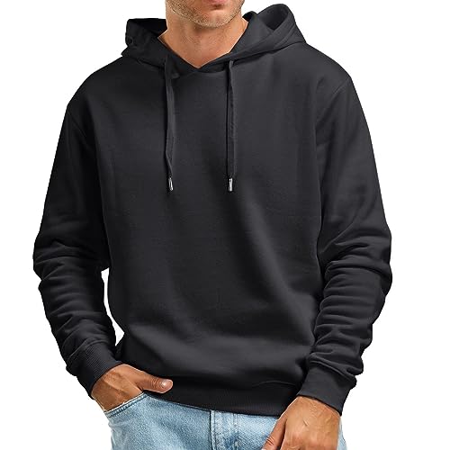 Celucke Lang Hoodie Herren Kapuzenpullover Sweatshirt Männer Pullover mit Kapuze Langarm Kaputzenpulli Lässige Pullis Herbst Winter Hoody (Schwarz, M) von Celucke