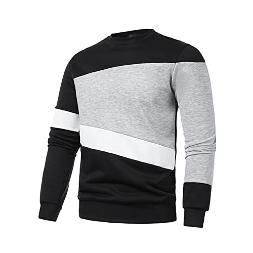 Celucke Pullover Herren Sweatshirt Ohne Kapuze Slim FitStehkragen Sweater Lose Sport Pulli mit Rundhalsausschnitt Shirts Tops(Schwarz,3XL) von Celucke