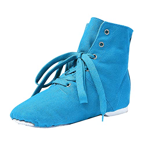 Celucke Tanzstiefel Canvas Jazzschuhe Ballettschuhe Tanzschuhe Damen Schnür Jazzschuh Segeltuch Tanz Flache Ballsaal Moderne Jazz Tanzstiefel für Mädchen Schnürschuhe Jazzschuh Tanzschuhe von Celucke