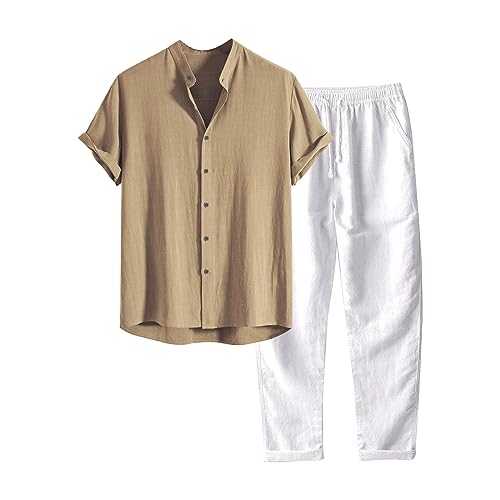 Celucke Zweiteiler Herren Leinenanzug Sommer Freizeitanzug Einfarbig 2-teilig Kurzarm Button Down Revers Hemd und Shorts Festival Outfit Beach Leinenhemd Kurze Hose Set Baumwolle Leinen Anzug Celucke Zweiteiler Herren Leinenanzug Sommer Freizeitanzug Einfarbig 2-teilig Kurzarm Button Down Revers Hemd und Shorts Festival Outfit Beach Leinenhemd Kurze Hose Set Baumwolle Leinen Anzug von Celucke