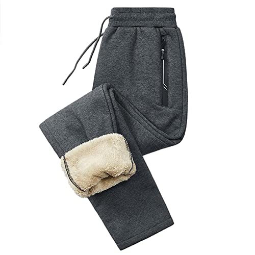 Jogginghose Herren Baumwolle Track Pants Fleece Gefüttert Thermo Winter Warme Sweat Jogginghose High Waist Sweathose Lang Freizeithosen Dicke Bequeme Freizeithose Sporthose von Celucke