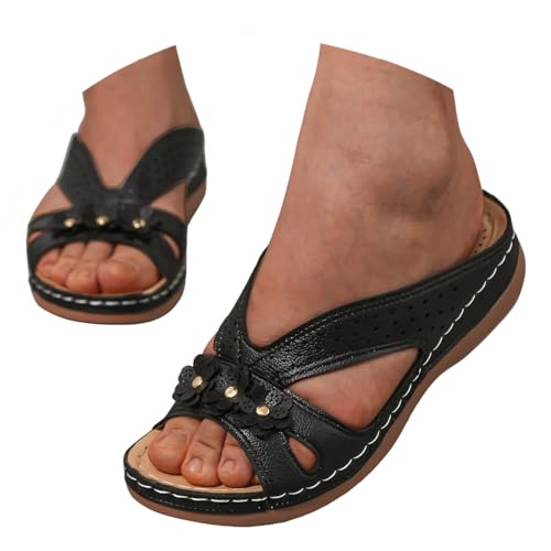 Orthopädische Schuhe Damen Sommer Keil Orthopädische Sandalen Mit Weiches Fußbett Pantoffeln PU Leder Blume Hohlsandalen Vintage Peep Toe Plateau Freizeit Pantoletten Outdoor Strand Hausschuhe Orthopädische Schuhe Damen Sommer Keil Orthopädische Sandalen Mit Weiches Fußbett Pantoffeln PU Leder Blume Hohlsandalen Vintage Peep Toe Plateau Freizeit Pantoletten Outdoor Strand Hausschuhe von Celucke