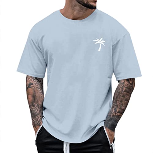 Oversized Tshirt Herren Shirt Men's T-Shirts Los Angeles Tshirt Vintage Mode Tshirt Männer Oversize Rundhals Sommer Kurzarm Sportshirt Basic Lose Oberteile Geschenk Für Freund von Celucke