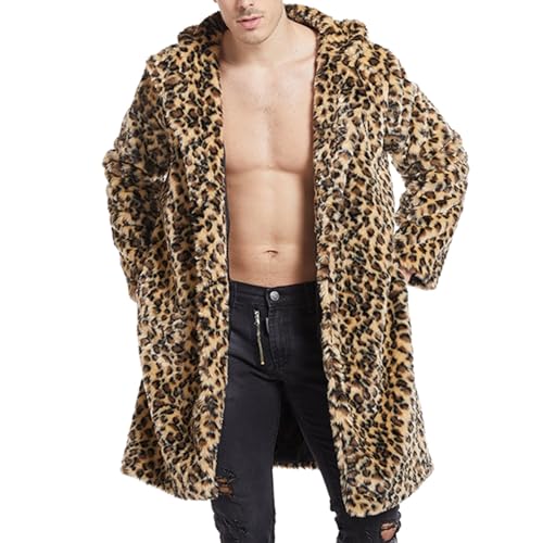 Pelzmantel Herren Lang Fellmantel Kunstfell Plüsch Winterjacke Warm Mantel Pelzjacke Langarm Revers Faux Pelz Jacke Lose Cardigan Felljacke Wintermantel Männer Parka Kunstpelz Faux Fur Coat von Celucke