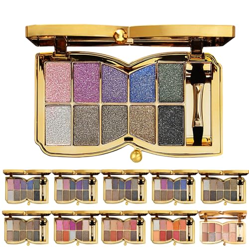 10 Colors Sparkle Shimmer Eyeshadow Palette, Glitter Eyeshadow Palette, Professional Makeup Glitter Eyeshadow Palette (01#) von Cemssitu