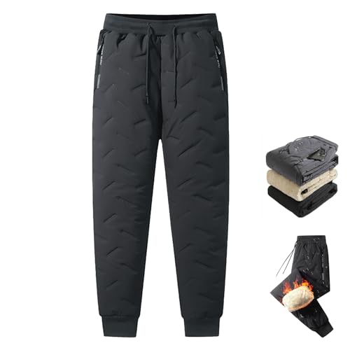 Cemssitu Unisex Lambswool Fleece-Lined Joggers, Unisex Fleece Jogging Bottoms, Winter Fleece Lined Sweatpants for Men Women (Black-Bound Feet,XL) von Cemssitu