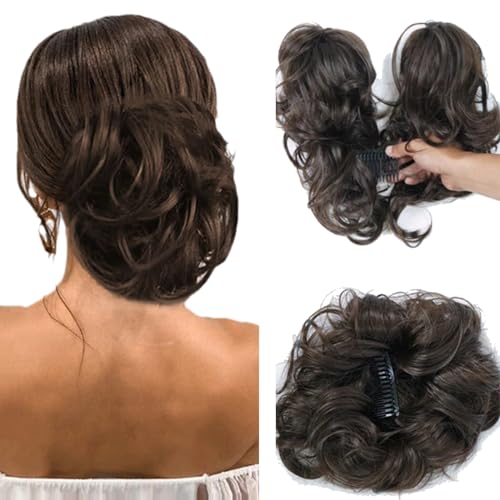 Messy Side Comb Clip In Bun Hair Accessory, Curly Bun Hair Piece, Messy Curly Bun Claw Hair Clip for Women (3#) von Cemssitu