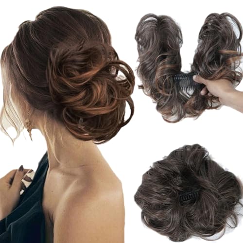 Messy Side Comb Clip In Bun Hair Accessory, Curly Bun Hair Piece, Messy Curly Bun Claw Hair Clip for Women (5#) von Cemssitu