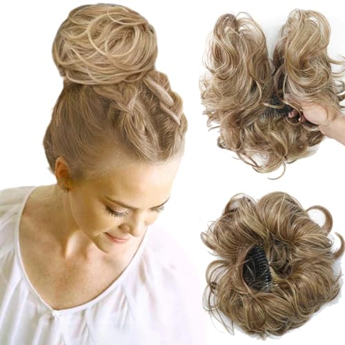 Messy Side Comb Clip In Bun Hair Accessory, Curly Bun Hair Piece, Messy Curly Bun Claw Hair Clip for Women (8#) von Cemssitu