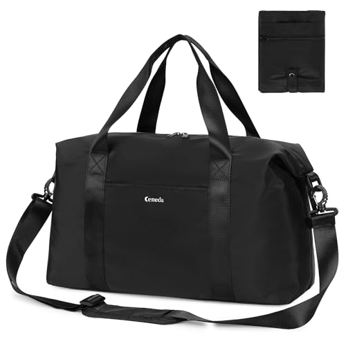 Ceneda für Easyjet Airlines 46x36x20 Kabinentasche Faltbare Reisetasche Reisetasche Untersitz Handgepäck Weekender Übernachtungstasche für Damen und Herren 30L, Schwarz , Reisetasche von Ceneda