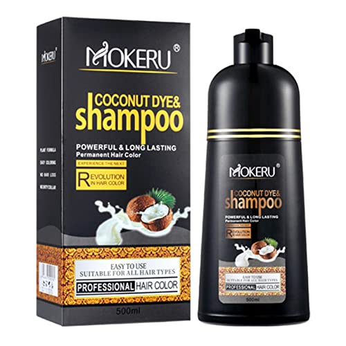 Kokosnuss-Farbshampoo | 500 ml pflanzliches schwarzes Haarfärbeshampoo für Männer und Frauen,Haarfärbeshampoo in wenigen Minuten, Färbeshampoo für graues Haar, schützt Haarschäden, kein Ceolup von Ceolup