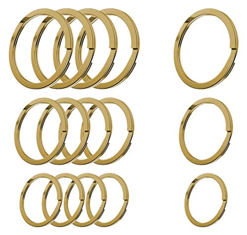 Cerbery - Schlüsselringe Set aus gehärtetem Stahl - 5 x 30 mm, 5 x 25 mm, 5 x 20 mm - Ring Schlüssel Schlüsselanhänger Schlüsselhalter (Gold) von Cerbery