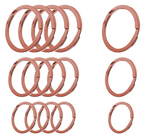 Cerbery - Schlüsselringe Set aus gehärtetem Stahl - 5 x 30 mm, 5 x 25 mm, 5 x 20 mm - Ring Schlüssel Schlüsselanhänger Schlüsselhalter (Roségold) von Cerbery