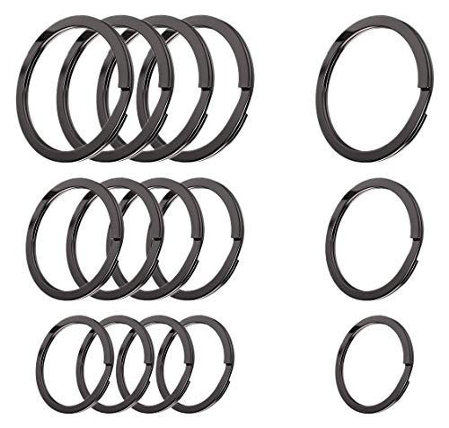 Cerbery - Schlüsselringe Set aus gehärtetem Stahl - 5 x 30 mm, 5 x 25 mm, 5 x 20 mm - Ring Schlüssel Schlüsselanhänger Schlüsselhalter (Schwarz) von Cerbery