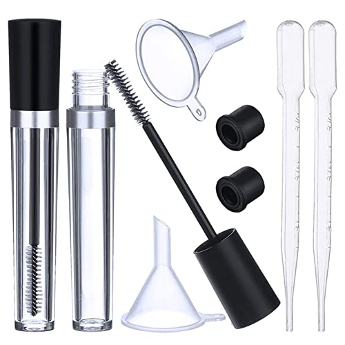 Leere Mascara Flasche, Leer Wimpern Tube, Nachfüllbare Mascara-Tube, Mascara Leerrohr, Kunststoff Wimperntusche Tube Mascara Flaschen Set mit 2 Stück Transparente Trichtern und Gummieinsätzen von Cerioll