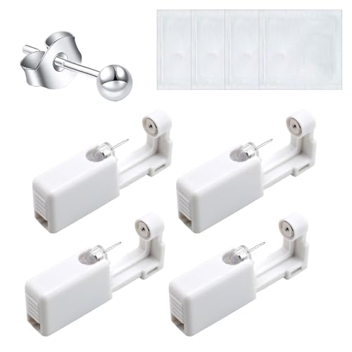 Ohrlochstechpistole, Ohrring Stechen Set, Einweg-Ohr-Piercingpistole mit Ohrsteckern, Schmerzfreies Selbst-Piercing-Werkzeug, für Mädchen, Damen, Herren (4 PCS) von Cerioll