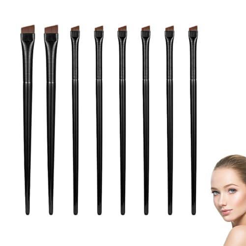 Schräger Eyeliner Pinsel, Flacher Eyeliner Bürste, Abgewinkelter Eyeliner Pinsel, 8 Stück Flaches Augen Make Up Pinsel, Abgewinkelter Eyeliner-Augenbrauenpinsel, Abgewinkelt Eyeliner Pinsel Set von Cerioll