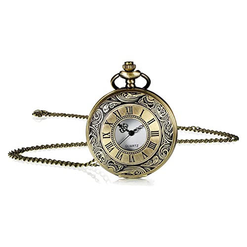 Vintage Taschenuhr, Taschenuhr Herren, Vintage Römische Ziffern Skala Quarz Taschenuhr, Retro Kettenuhr Uhr mit Kette, Klassische Herren-Taschenuhr, Analoge Quarz-Taschenuhr, Moderne Taschenuhr von Cerioll