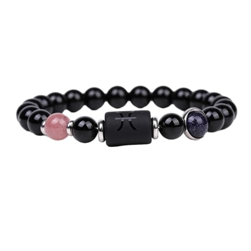 Cernomal 12 Sternzeichen-Sternbild-Armband – Natürlicher Amethyst-Edelstein-Perlen-Armreif, Kristall-Horoskop-Armbänder, Schmuck Für Männer, Paare, Stück, Verstellbar von Cernomal