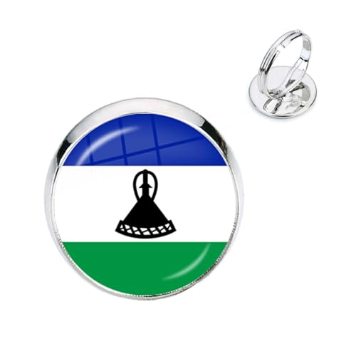 Cernomal Ring Mit Lesotho-Flagge – Kreativität, Kunst, Rund, Verstellbar, Daumen-Finger-Ring Für Frauen, Teenager, Mädchen, Schmuck, Geschenk, Glasknöchelring, Dekoration, Geschenk F von Cernomal