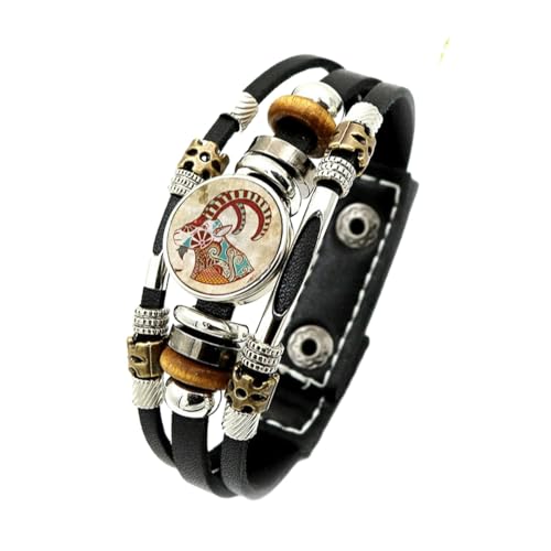 Cernomal Sternbild-Lederarmband – Verstellbar, Punk-Cartoon-Bilder, Armreif, Perlen, Mehrschichtige Geflochtene Seil-Armbänder, Für Männer Und Frauen, Schmuck, Geschenke, Accessoires, von Cernomal