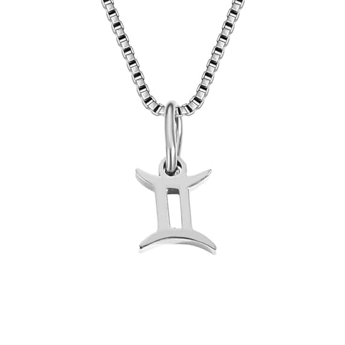 Cernomal Sternzeichen-Halsketten – 12 Sternbild-Symbol-Anhänger, Hip-Hop-Weiße Pullover-Kette, Verstellbare Ketten-Halsketten Für Damen Und Herren, Schmuck, Geschenk, Zwillinge, Verst von Cernomal