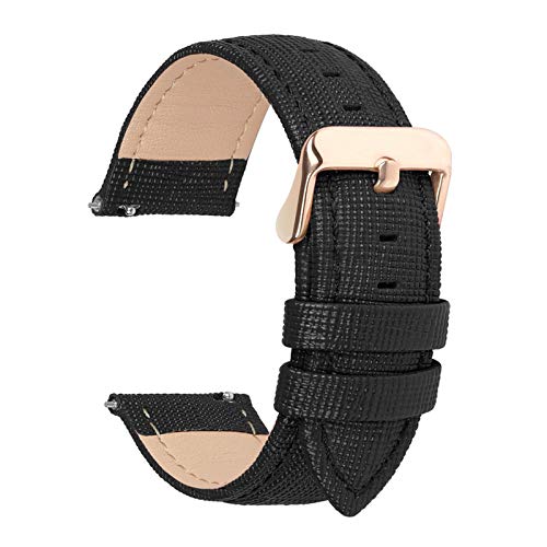 18mm/20mm/22mm/24mm Frauen-Uhrenarmband-Replacement-echtes Leder Uhrenarmbänder Uhrenarmband Dornschließe Armband Uhr Zubehör Schwarz, 18mm von Cerobit