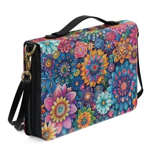 Ceudet Bibeltaschen für Frauen und Mädchen, PU-Leder, Bibel mit Gurt und Griff, Lesezeichen, Kirchentasche, Boho-Mandala-Blumen, X-Large Ceudet Bibeltaschen für Frauen und Mädchen, PU-Leder, Bibel mit Gurt und Griff, Lesezeichen, Kirchentasche, Boho-Mandala-Blumen, X-Large von Ceudet