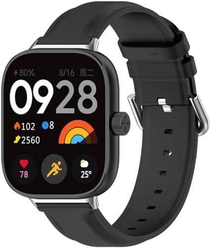 Chainfo kompatibel mit Xiaomi Smart Band 8 Pro/Redmi Watch 4 Uhr Band, Kalbsleder Ersatz Band Uhrenarmband mit Edelstahl Faltschließe NO240327 (Black) von Chainfo