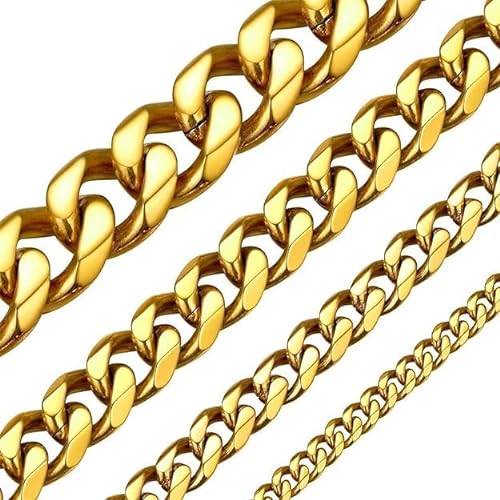 ChainsHouse 12mm Breit 66cm Fashion Panzerkette hochwertige Schmuckkette gold plattiert Halskette für Hip pop Rapper Punk fans von ChainsHouse