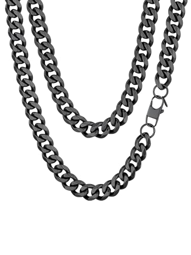 ChainsHouse 12mm Breit 66cm Halskette ohen Anhänger Punk Halskette Kubanische Männer Gliederkette mit hochwertigem Karabinerverschluss von ChainsHouse