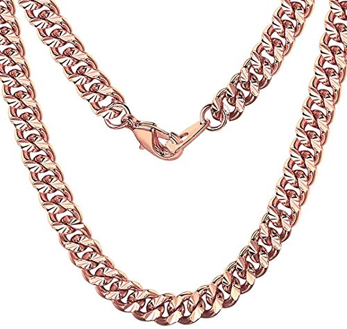 ChainsHouse 22inch Länge 7mm Breit Rose Gold Halskette Panzerkette Hip pop Style cool Modeschmuck mit ohne Anhänger als Geburtstag Valentistag Geschenke von ChainsHouse