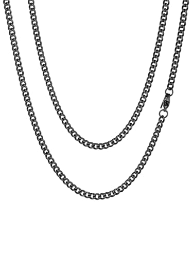 ChainsHouse Edelstahlkette 3mm Breit 76cm klassische Gliederkette mit Geschenkebox und Geschenkebeutel Fashion Panzerkette Vatertag Geschenke von ChainsHouse