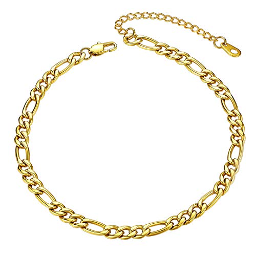 ChainsHouse Edelstahl Damen Fußkettchen 22cm Fußkette Gold Herren Damen Fußband für Valentinstag Geburtstag Weihnachten von ChainsHouse