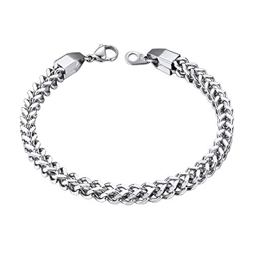 ChainsHouse Edelstahl Herren Armskette Franco Armband 4mm breit 19cm lang Armbänder für Kinder und Jugendlichen von ChainsHouse