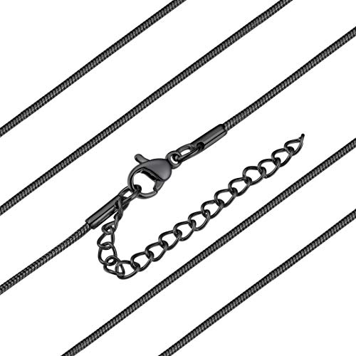 ChainsHouse Fashion Schlangenkette aus Edelstahl Schwarz 1.2mm breit 66+5cm lang Schlangenkette für Sie und Ihr Liebsten von ChainsHouse